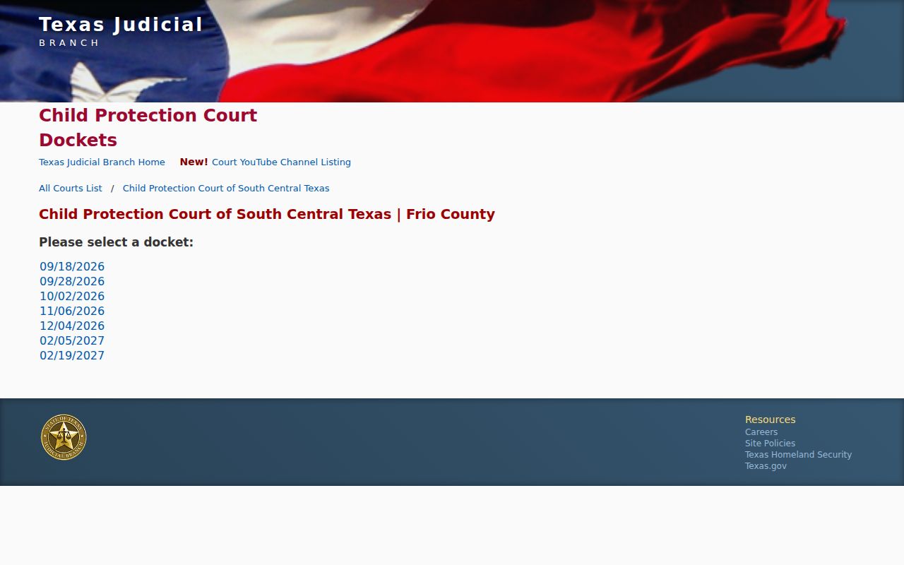 Frio County court dates child protection selector