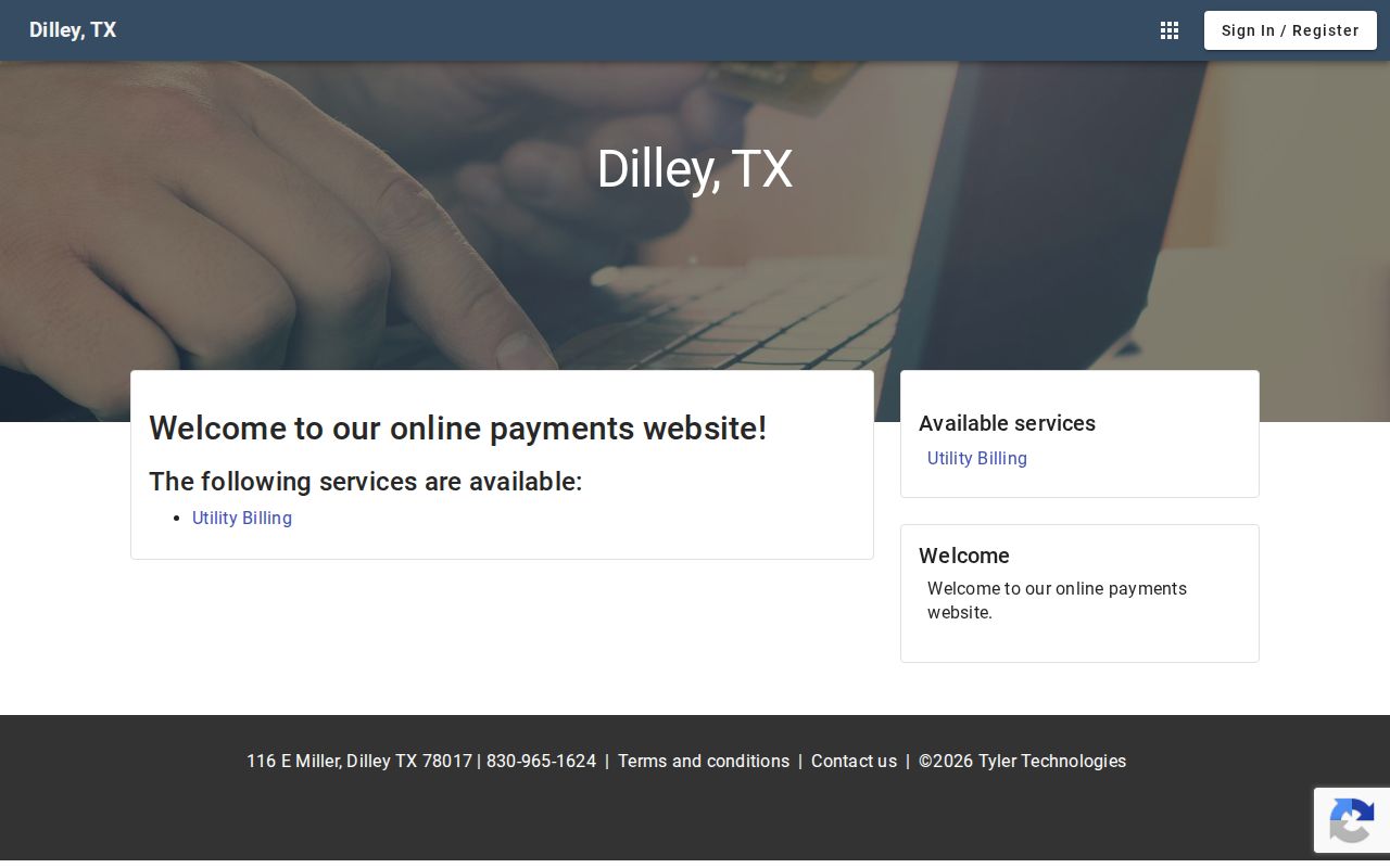 Dilley-linked online payment page showing public access limits